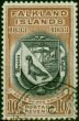Falkland Islands 1933 Centenary 10s Black & Chestnut SG137 Superb Used  King George V (1910-1936) Valuable Stamps