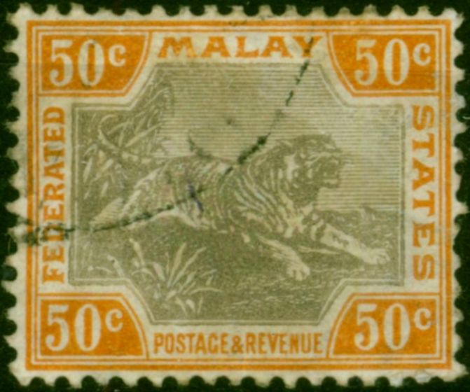 Fed of Malay States 1900 50c Grey-Brown & Orange-Brown SG22b Good Used . Queen Victoria (1840-1901) Used Stamps