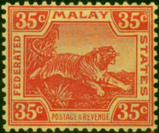 Fed of Malay States 1922 35c Scarlet-Pale Yellow SG46 V.F LMM 