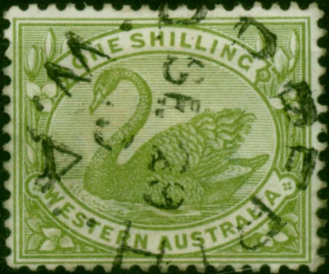 Western Australia 1907 1s Olive-Green SG116 Fine Used. King Edward VII (1902-1910) Used Stamps