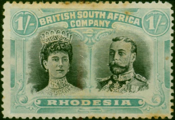 Rhodesia 1910 1s Black & Pale Blue-Green SG152 Ave MM  King George V (1910-1936) Rare Stamps