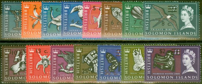 Rare Postage Stamp from Solomon Islands 1966 set of 15 SG135A152A V.F Lighty Mtd Mint
