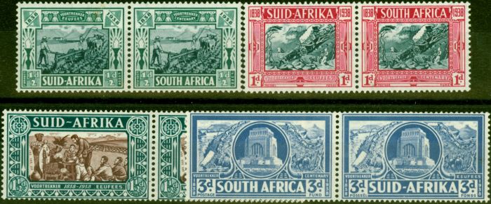 Old Postage Stamp from South Africa 1938 Voortrekker Set of 4 SG76-79 Fine Lightly Mtd Mint