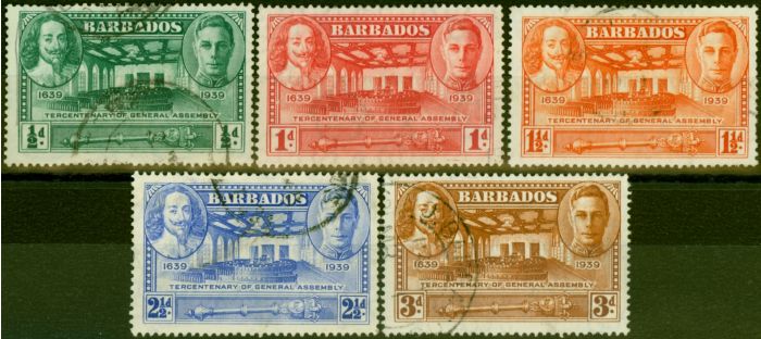 Collectible Postage Stamp from Barbados 1939 Set of 5 SG257-261 Fine Used