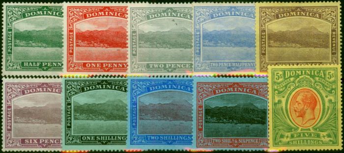 Dominica 1908-20 Set of 10 SG47-54 Fine MM King Edward VII (1902-1910), King George V (1910-1936) Rare Stamps