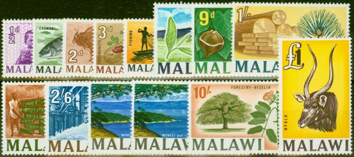 Old Postage Stamp from Malawi 1964 Set of 14 SG215-227 Very Fine MNH
