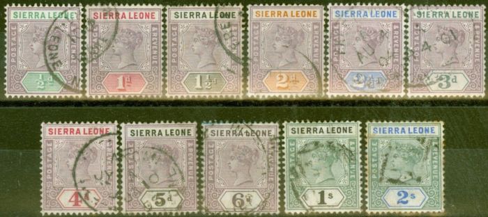 Old Postage Stamp from Sierra Leone 1896-97 set of 11 to 2s SG41-51 Fine Used