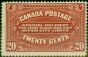 Rare Postage Stamp from Canada 1922 20c Carmine-Red SGS4 Fine Mtd Mint