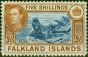 Rare Postage Stamp from Falklands Islands 1938 5s Blue & Chestnut SG161 Very Fine MNH