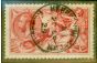 Valuable Postage Stamp from GB 1919 5s Rose-Red SG416 Fine Used on Piece