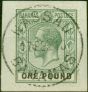 Collectible Postage Stamp Bahamas 1912 £1 Dull Green & Black SG89 Superb Used on Piece