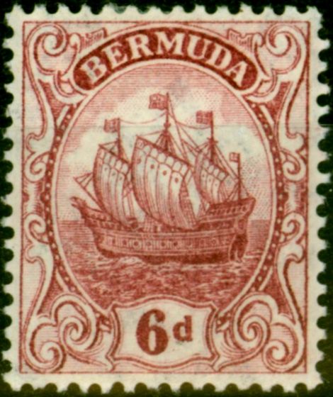 Valuable Postage Stamp from Bermuda 1924 6d Pale Claret SG50a Fine Very Lightly Mtd Mint