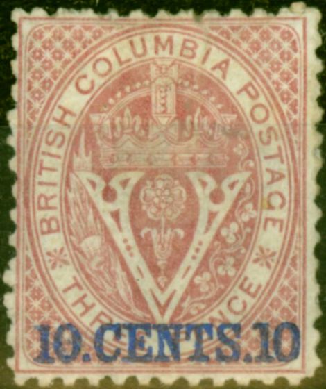Collectible Postage Stamp from British Columbia 1868 10c Lake SG30 Good Mtd Mint Scarce