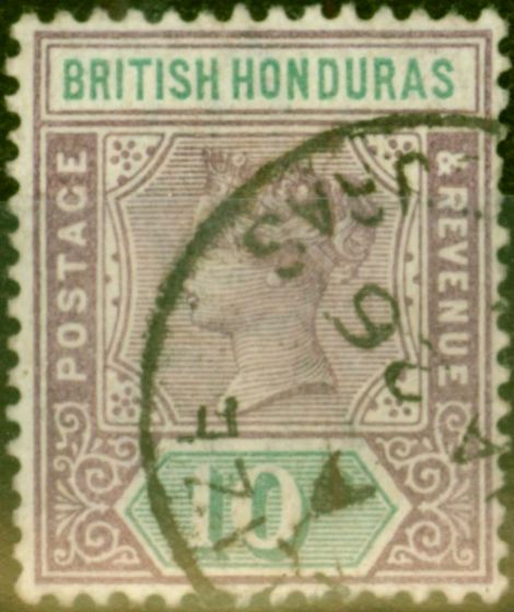 Valuable Postage Stamp from British Honduras 1901 10c Dull Purple & Green SG58 Fine Used