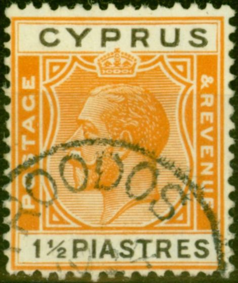 Valuable Postage Stamp from Cyprus 1924 1 1/2pi Orange & Black SG107 V.F.U