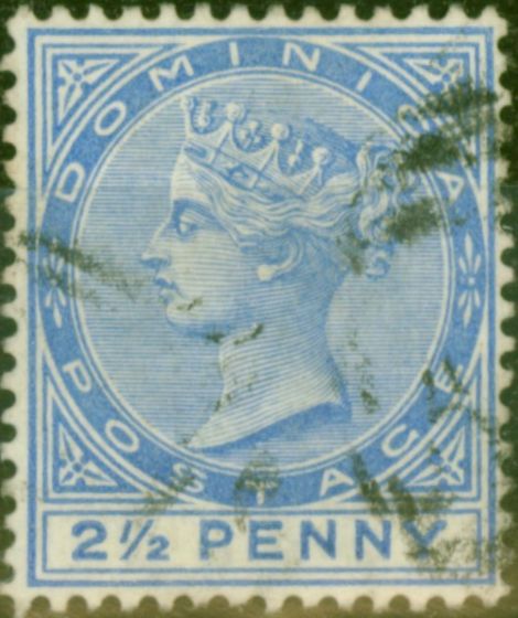 Old Postage Stamp from Dominica 1888 2 1/2d Ultramarine SG23 Fine Used