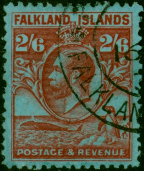 Falkland Islands 1929 2s6d Carmine-Blue SG123 V.F.U King George V (1910-1936) Valuable Stamps