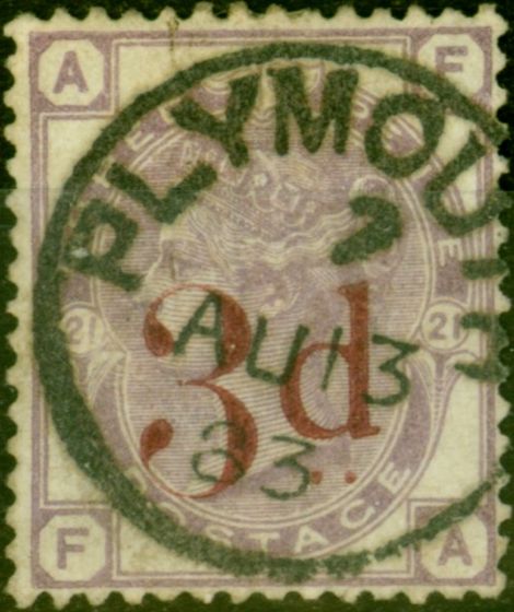 Rare Postage Stamp from GB 1883 3d on 3d Lilac SG159 V.F.U 'Plymouth AU 13 83' CDS
