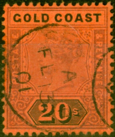 Collectible Postage Stamp from Gold Coast 1894 20s Dull Mauve & Black-Red SG25 V.F.U (2)