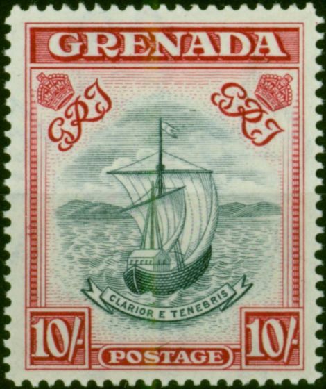 Grenada 1944 10s Slate-Blue & Carmine-Lake SG163d P.14 Wide V.F MNH  King George VI (1936-1952) Collectible Stamps