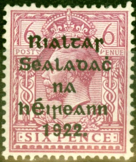 Rare Postage Stamp from Ireland 1922 6d Reddish Purple SG14 Fine Mtd Mint