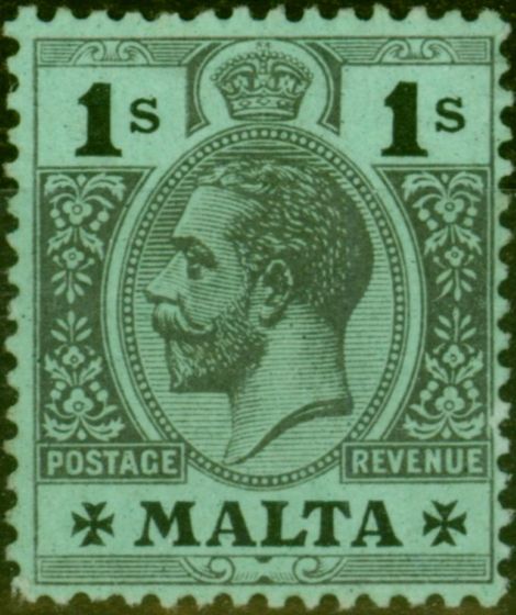 Collectible Postage Stamp Malta 1921 1s Emerald Back SG81d Fine LMM