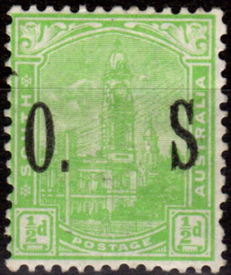 Collectible Postage Stamp from South Australia 1900 1/2d Yellow-Green SG080b No Stop after S Fine & Fresh Mtd