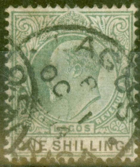 Old Postage Stamp from Lagos 1904 1s Green & Black SG50 Good Used