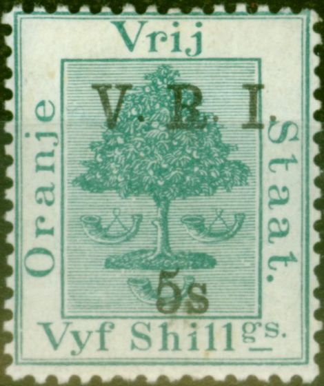 Collectible Postage Stamp from Orange Free State 1900 5s on 5s Green SG122 Fine & Fresh Mtd Mint