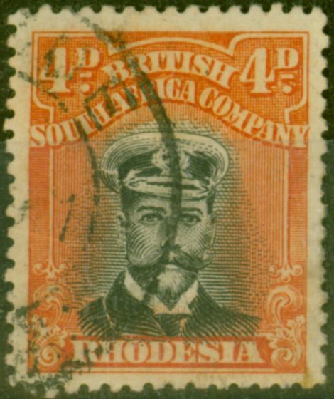 Valuable Postage Stamp from Rhodesia 1919 4d Black & Orange-Red SG261 Fine Used
