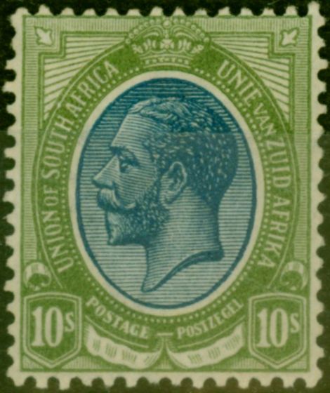 Old Postage Stamp from South Africa 1913 10s Deep Blue & Olive-Green SG16 Fine Mtd Mint