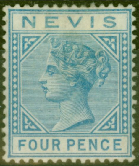 Rare Postage Stamp from Nevis 1882 4d Blue SG30 Fine Mtd Mint
