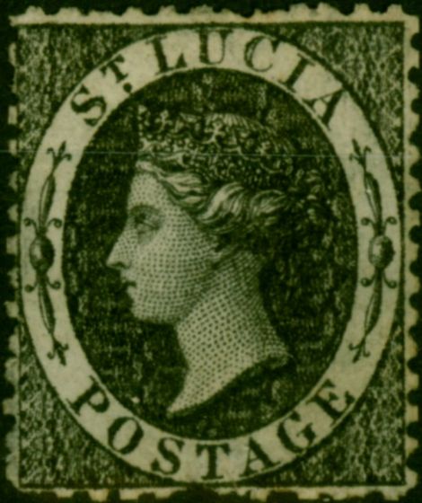 Valuable Postage Stamp St Lucia 1864 (1d) Intence Black SG11aw 'Wmk Reversed' Fine MM