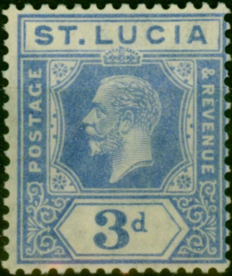 St Lucia 1924 3d Dull Blue SG99a Fine MM King George V (1910-1936) Old Stamps