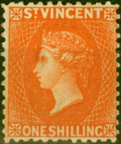Valuable Postage Stamp from St Vincent 1883 1s Orange-Vermilion SG45 Fine & Fresh Mounted Mint