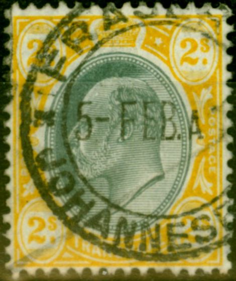 Old Postage Stamp from Transvaal 1906 2s Black & Yellow SG268 Fine Used