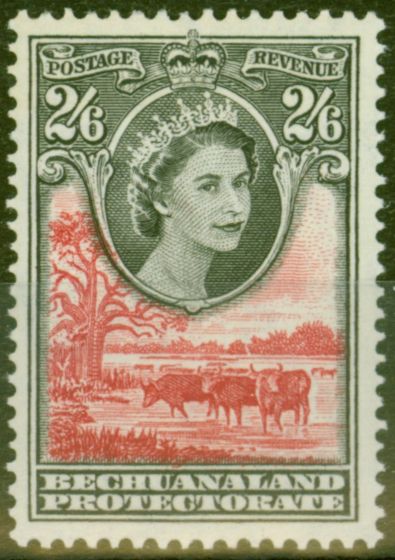 Valuable Postage Stamp from Bechuanaland 1955 2s6d Black & Rose-Red SG151 V.F MNH