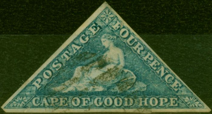 Collectible Postage Stamp Cape of Good Hope 1863 4d Steel-Blue SG19c Fine Used