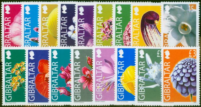Collectible Postage Stamp Gibraltar 2004 Wild Flowers Set of 17 SG1094-1106 V.F MNH