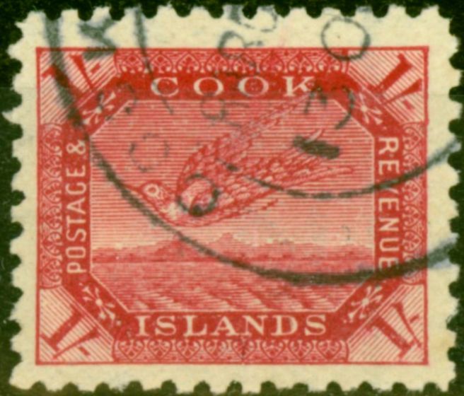 Old Postage Stamp from Cook Islands 1902 1s Carmine SG36 Fine Used