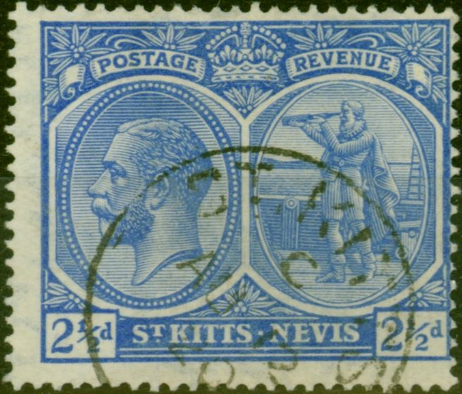 Rare Postage Stamp St Kitts & Nevis 1920 2 1/2d Ultramarine SG28 Fine Used
