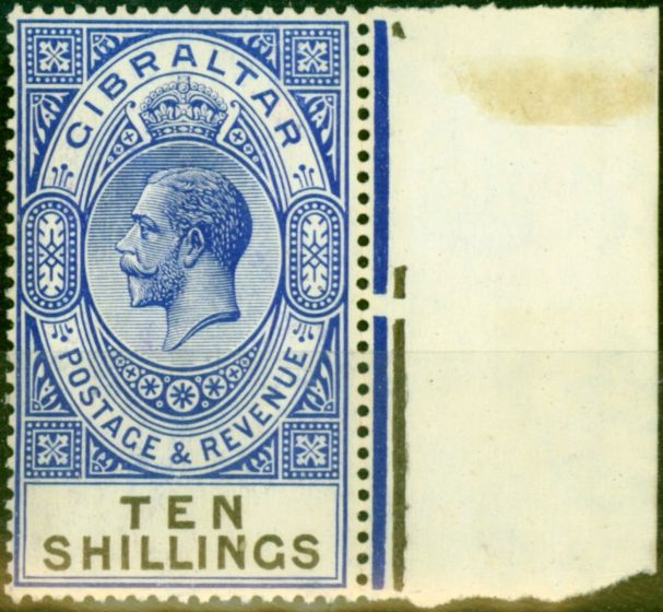Valuable Postage Stamp from Gibraltar 1925 10s Deep Ultramarine & Black Very Fine MNH