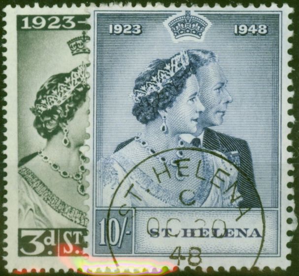 St Helena 1948 RSW Set of 2 SG143-144 V.F.U 1st Day of Issue CDS King George VI (1936-1952) Old Royal Silver Wedding Stamp Sets