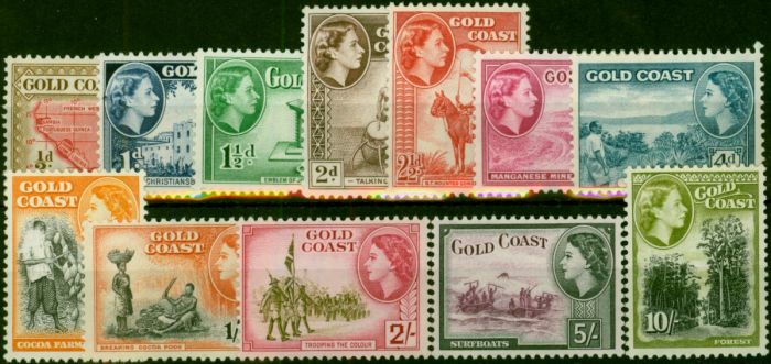 Gold Coast 1952-54 Set of 12 SG153-164 Fine & Fresh LMM . King George VI (1936-1952) Mint Stamps