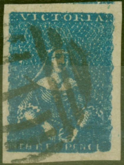 Collectible Postage Stamp from Victoria 1854 3d Dp Blue SG31c Fine Used 4 Large Margins