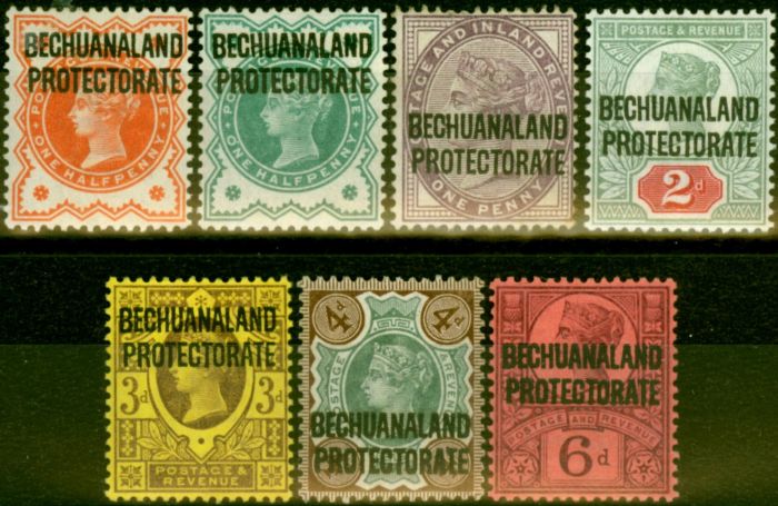 Collectible Postage Stamp from Bechuanaland 1897-1902 Set of 7 SG59-65 Fine Mtd Mint Stamps