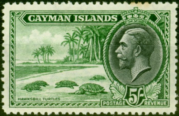 Valuable Postage Stamp from Cayman Islands 1935 5s Green & Black SG106 Fine Lightly Mtd Mint (2)