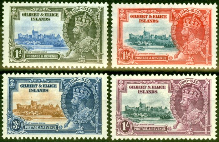 Collectible Postage Stamp from Gilbert & Ellice Islands 1935 Jubilee Set of 4 SG36-39 Fine Mtd Mint
