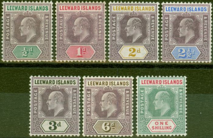 Valuable Postage Stamp from Leeward Islands 1905-08 set of 7 SG29-35 Fine Lightly Mtd Mint
