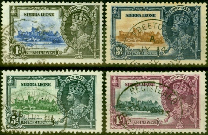 Rare Postage Stamp from Sierra Leone 1935 Jubilee Set of 4 SG181-184 Fine Used Stamps